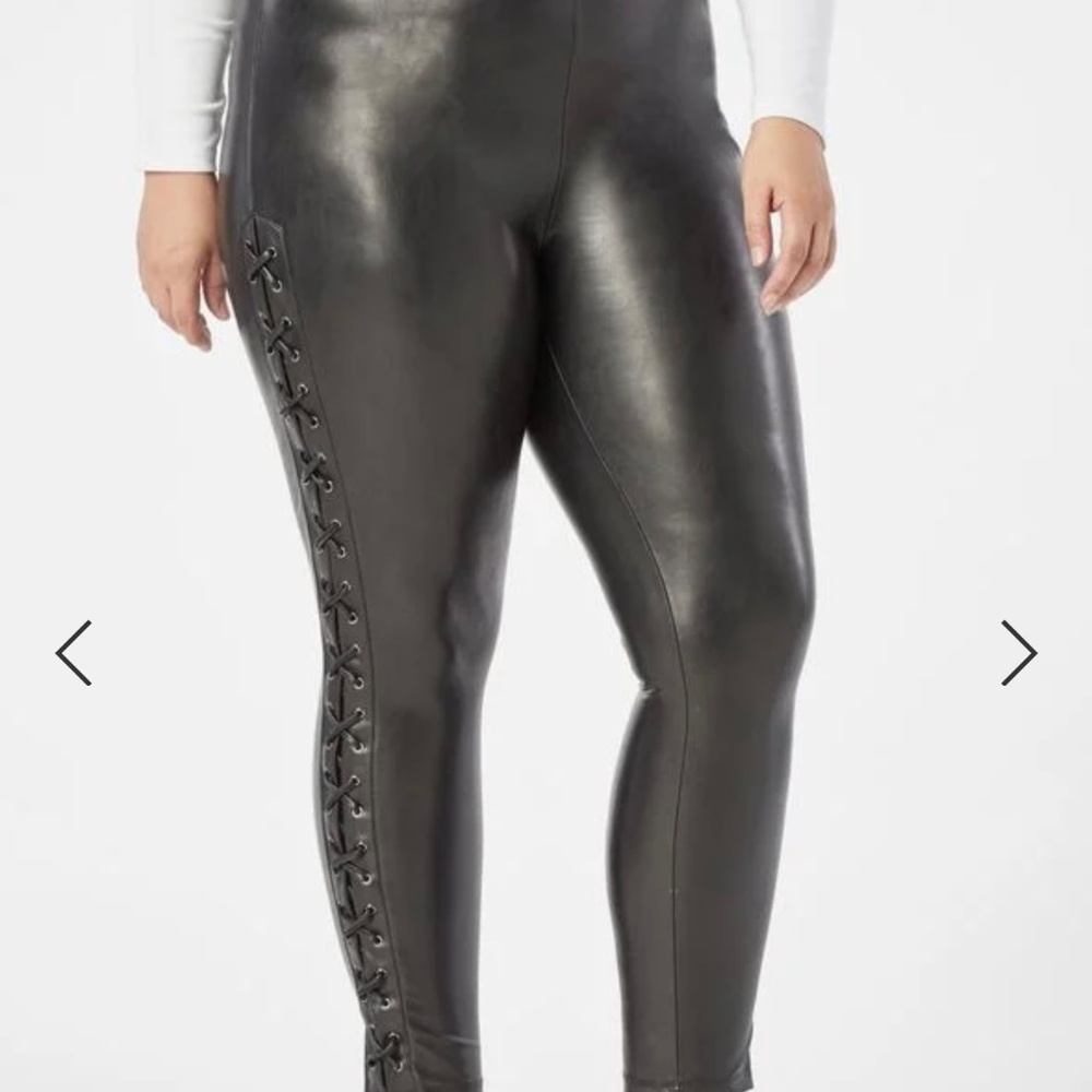 justfab Faux Leather Lace-Up Leggings size 1X new - Picture 2 of 11
